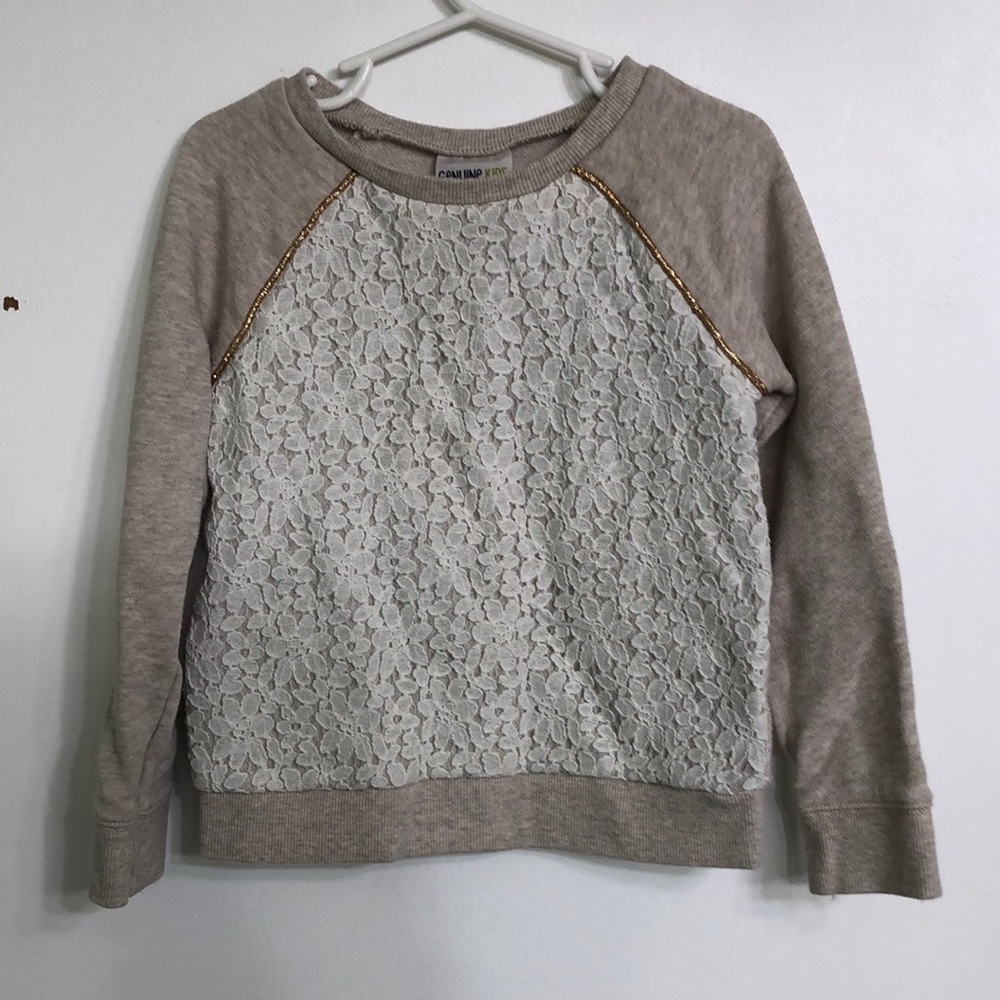 Adorable sweatshirt with floral, lace design